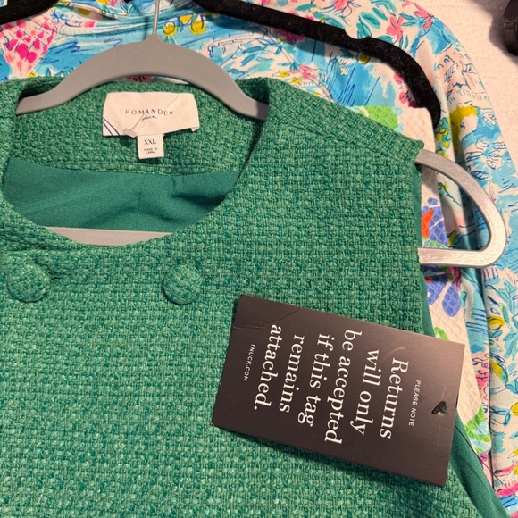 NWT Tuckernuck Pomander Place Emerald Green Tweed Bianca Dress a Line Classy XXL - Picture 3 of 15